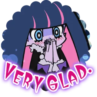 😳 VERY GLAD. anime, excited, happy, Stocking Anarchy, grateful telegram sticker