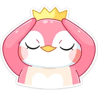 👸 penguin, animal, cute, crown, pink, cartoon telegram sticker