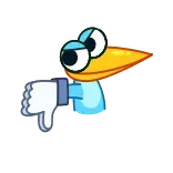 👎 thumbs down, dislike, cartoon, bird, negative, blue telegram sticker