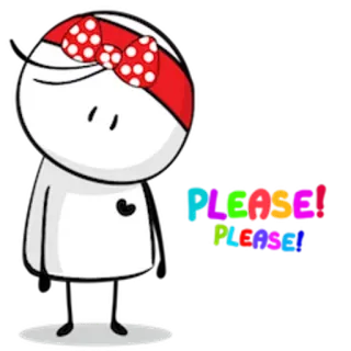 😊 PLEASE! schattig, cartoon, verzoek, stippen, smeekbede telegram sticker