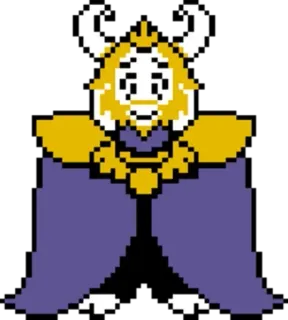 🐮 Asgore Undertale cabra, rey, monstruo, pixel art, personaje, cuernos whatsapp sticker