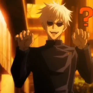 🛑 Satoru Gojo Jujutsu Kaisen Аниме, Годжо, Магическая битва, Персонаж, Сатору Годжо, Очки, Улыбка whatsapp sticker