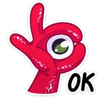 👌 OK ok, geste de la main, approbation, accord, positif, dessin animé, oeil, doigts whatsapp sticker