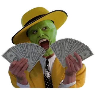 😀 The Mask argent, drôle, film, vert, espèces telegram sticker