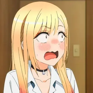 😱 Marin Kitagawa My Dress-Up Darling Anime, Mädchen, verlegen, Marin Kitagawa, My Dress-Up Darling telegram sticker