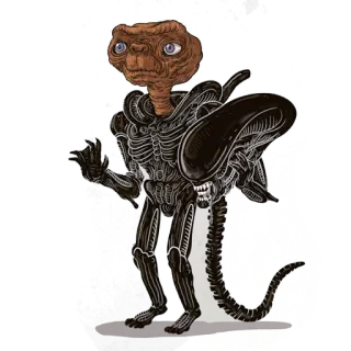 😳 E.T. Alien ET, Alien, crossover, science fiction, horror telegram sticker