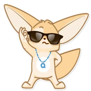 😎 volpe fennec, animale, occhiali da sole, figo, cartone animato, adesivo telegram sticker
