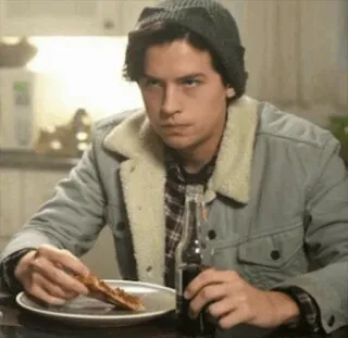 🍕 Jughead Jones Riverdale Джагхед, Ривердейл, Коул Спроус, Подростковая драма, Пицца, Персонаж telegram sticker