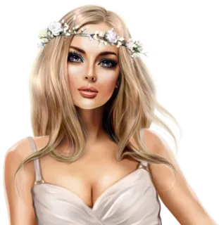 😇 rubia, mujer, corona de flores, retrato, belleza telegram sticker