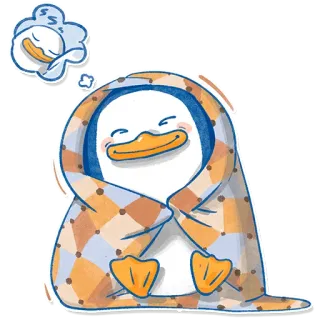 😴 pinguino, sonno, carino, accogliente, coperta, cartone animato telegram sticker
