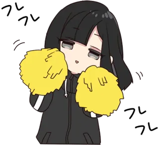 🎊 フレフレ Cheerleader, Anime, Pom-pom, Mignon, Encouragement telegram sticker