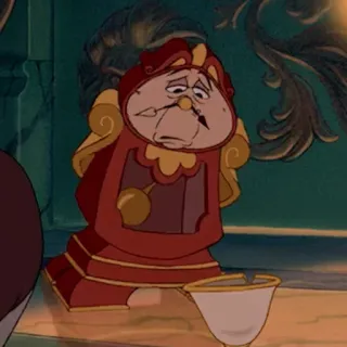 🥀 Cogsworth Beauty and the Beast Cogsworth, Beauty and the Beast, Disney, clock, animated, cartoon telegram sticker