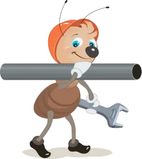 🚶 formica, cartone animato, idraulica, strumento, chiave inglese, tubo whatsapp sticker