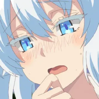 💓 Anime, Fille, Mignon, Rouge, Embarrassée, Cheveux bleu clair telegram sticker