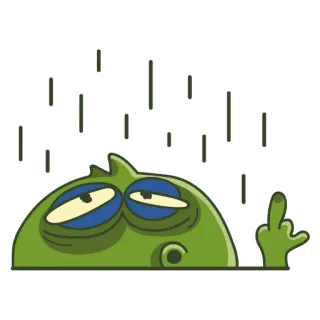 🖕 Cartone animato, Dito medio, Offensivo, Verde, Umore, Arrabbiato telegram sticker