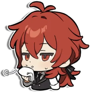 😓 anime, rambut merah, imut, chibi, setelan whatsapp sticker