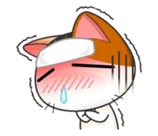 😷 chat, malade, maux de tête, sticker, dessin animé, anime, fièvre whatsapp sticker