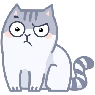 🤨 gato, animal, rabugento, desenho animado telegram sticker