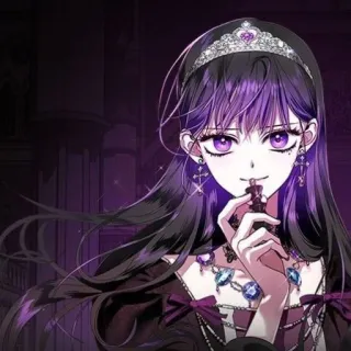 🔮 Anime, Wanita, Mahkota, Tiara, Ungu, Kalung, Perhiasan, Kartun telegram sticker