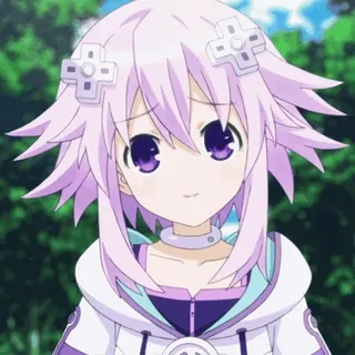 😐 Neptune Hyperdimension Neptunia anime, manga, videogioco, capelli viola, carina, ragazza anime telegram sticker