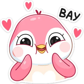 😍 BAY penguin, pink, heart, cute, cartoon, animal, kawaii telegram sticker
