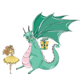 🎁 drago, ragazza, regalo, fantasy, carino, cartone animato, bizzarro telegram sticker
