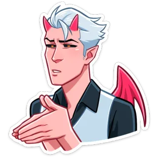 😐 diablo, demonio, cuernos, alas, masculino, personaje, dibujos animados, demonio whatsapp sticker