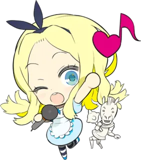 🎤 可爱, 卡通, 女孩, 麦克风, 音符, Q版, 金发 whatsapp sticker