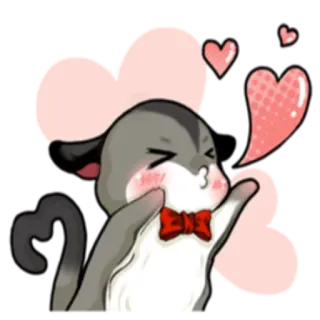 💋 만화, 고양이, 키스, 하트, 사랑, 귀여운, 사랑스러운 whatsapp sticker