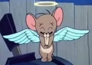 👼 Jerry Mouse Tom and Jerry เจอร์รี่ เมาส์, ทอมแอนด์เจอร์รี่, การ์ตูน, หนู, นางฟ้า, รัศมี, ปีก telegram sticker