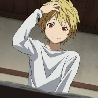 💈 Anime, Jongen, Personage, Blond Haar, Rode Ogen whatsapp sticker