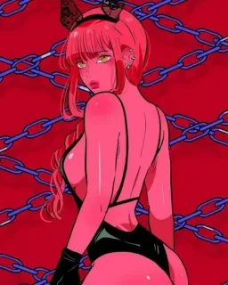 🍭 demon, anime style, red, chains, devil, sexy, fantasy telegram sticker