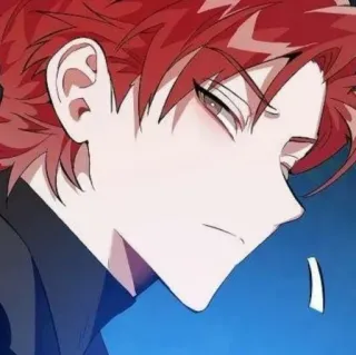 🥢 Anime, Manga, pelo rojo, masculino, personaje, retrato telegram sticker
