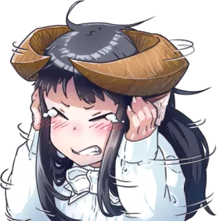 😖 アニメ, 泣く, 角, 苦悩, 女の子, 感情的 telegram sticker