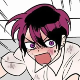 😠 动漫, 漫画, 卡通, 震惊, 兴奋, 紫色头发 whatsapp sticker