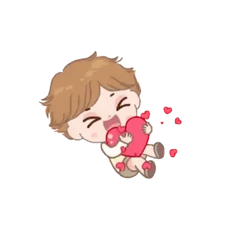 👩‍❤️‍👨 Мультфильм, Милый, Сердце, Любовь, Объятие, Нежность, Чиби telegram sticker