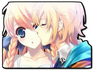 😘 Anime, Beijo, Romance, Casal, Amor, Desenho animado telegram sticker
