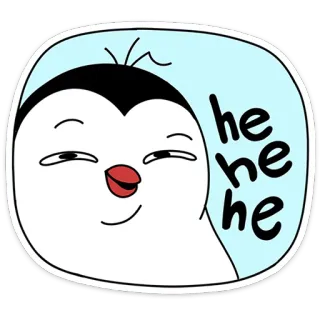 😈 hehehe pingouin, dessin animé, mignon, joyeux, rire telegram sticker