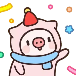 🐷 豚, かわいい, マンガ, 動物, 冬, マフラー, 帽子 telegram sticker