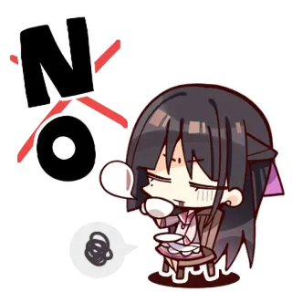 👎 NO no, negativo, anime, chica, negación, parar, rechazar telegram sticker