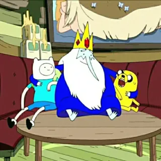 🤪 Finn Adventure Time cartoon, adventure time, finn, ice king, jake telegram sticker