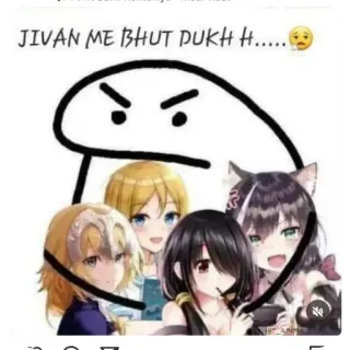 🖼 JIVAN ME BHUT DUKH H...... anime, sad, meme, cartoon, emotional, line art telegram sticker