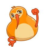 👋 птица, киви, животное, мультфильм, оранжевый, милый whatsapp sticker