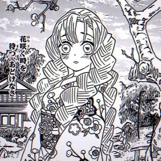💗 花咲く時を待つあどけなさ anime, manga, japanese, girl, kimono, flowers, portrait, black and white telegram sticker