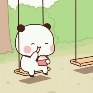 ☺️ fofo, panda, desenho animado, animal, balanço, comida, kawaii telegram sticker
