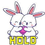 🤗 HOLD Kaninchen, halten, süß, Tiere, Liebe, zusammen, Cartoon telegram sticker