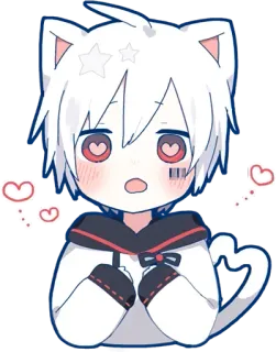 😍 animé, chat, mignon, kawaii, chibi, yeux en cœur telegram sticker