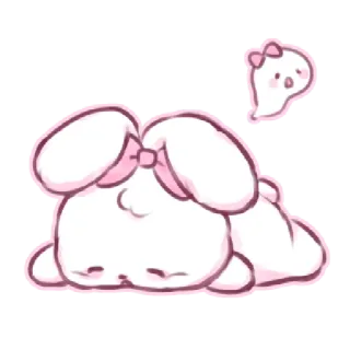 😶‍🌫️ 귀여운, 카와이, 토끼, 유령, 리본, 만화 telegram sticker