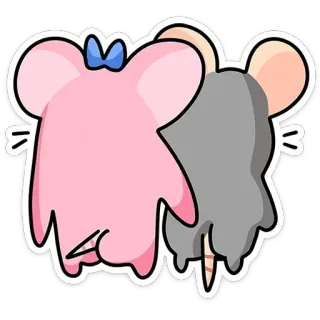 😏 หนู, สีชมพู, สีเทา, น่ารัก, การ์ตูน, สัตว์, สัตว์ฟันแทะ telegram sticker