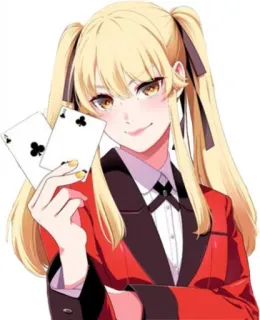 🍋 Mary Saotome Kakegurui Anime, Apuestas, Rubia, Uniforme escolar, Cartas, Dibujos animados, Mary Saotome, Kakegurui whatsapp sticker